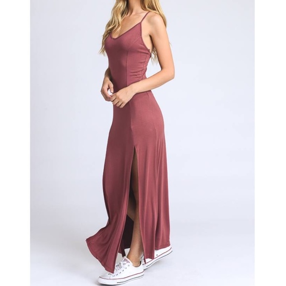 SOLD OUT!! Stacia Mauve Double Front Maxi Dress - Picture 2 of 4